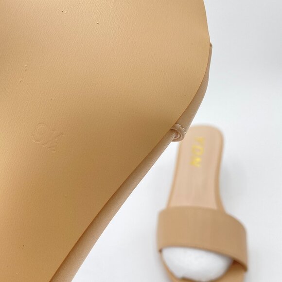 YDN Nude Comfy Kitten Heel Mules Slip on Clog Sandals Open Toe Dress Slide Shoes - Picture 6 of 8